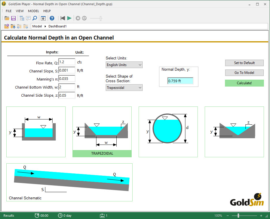 Normal Depth In An Open Channel Goldsim Help Center